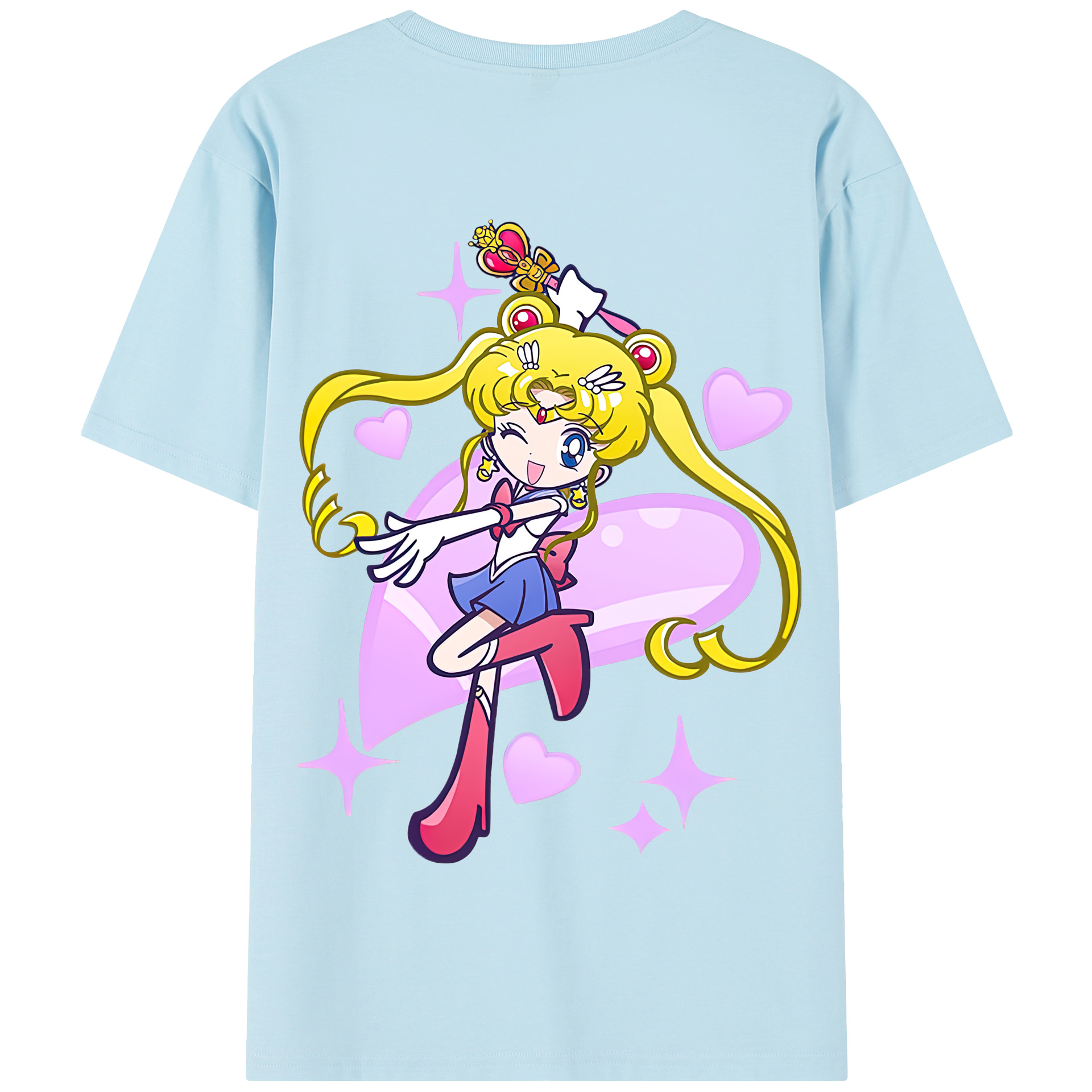 （画像用） 美少女戦士セーラームーン 月野 うさぎ つきの うさぎ Sailor Moon Tsukino Usagi 綿100％半袖Tシャツ（背面プリント）